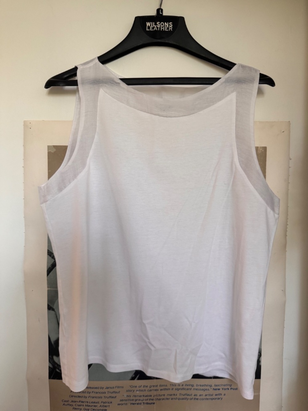Ann Taylor White Sheer Trim Sleeveless Tank Top Size L